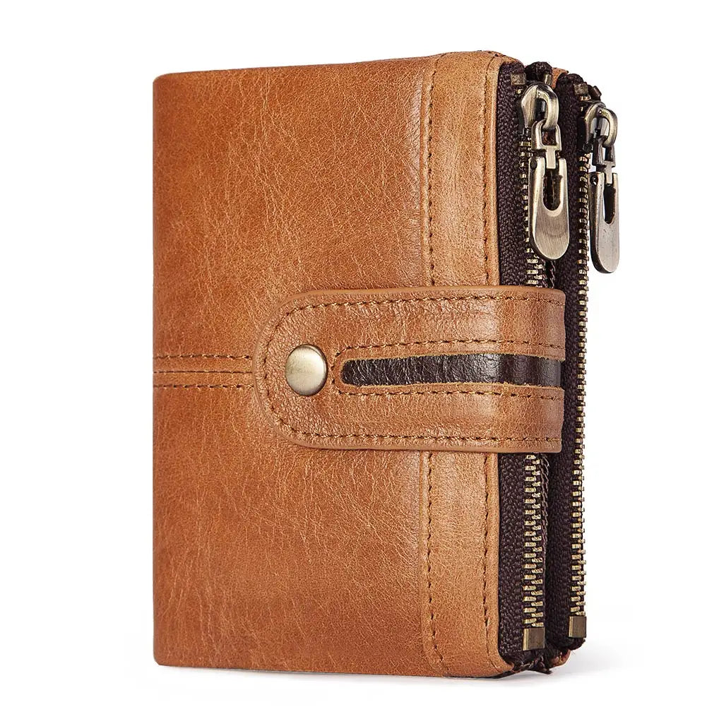 Double Zipper Leather Wallet FM