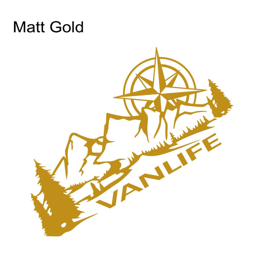 Vanlife Compass & Mountain Graphic Decal MV
