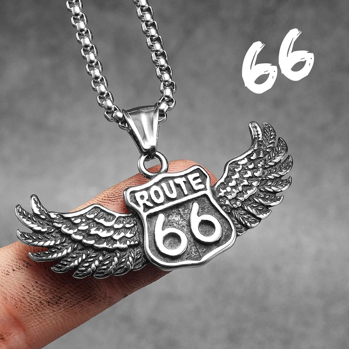Route 66 Rider Wings Men Necklace FM