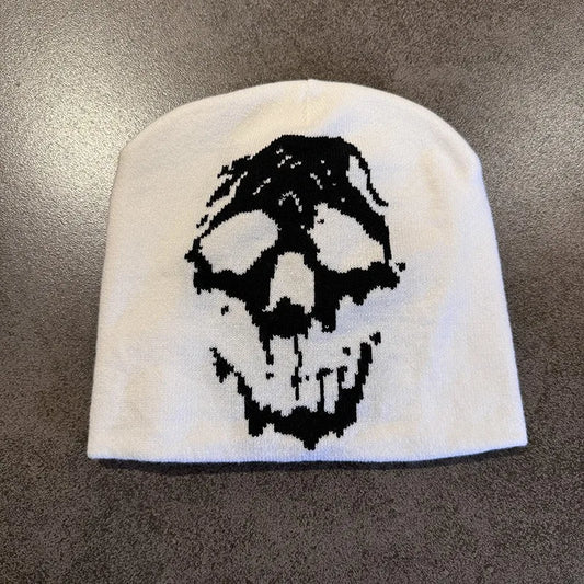 Skull Print Knit Beanie Men FM