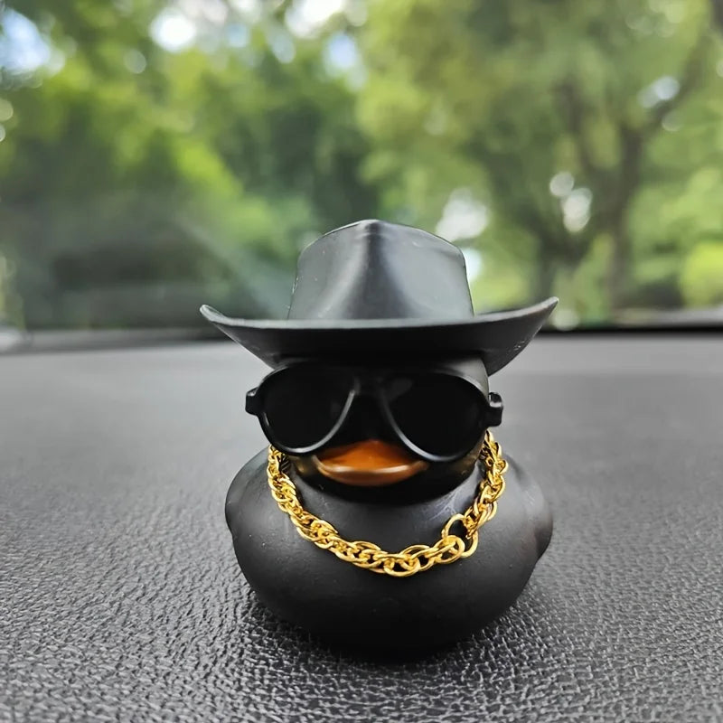 Black Cowboy Duck Car Dashboard Ornament FC