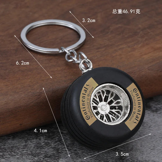 Six-Spoke Metal Car Wheel Keychain FC