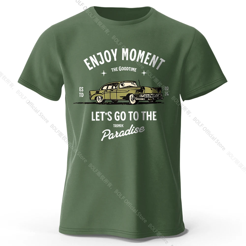 Retro "Enjoy Moment" Car T-Shirt FC