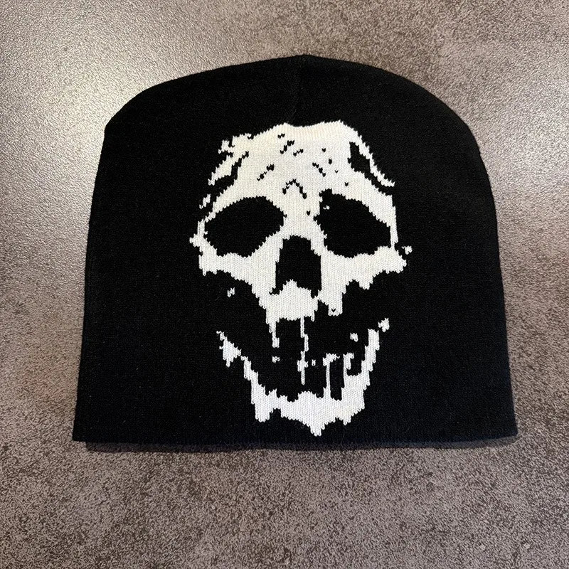 Skull Print Knit Beanie Men FM