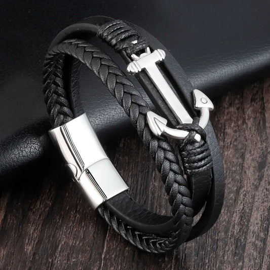 Anchor Bracelet Leather for Men FM