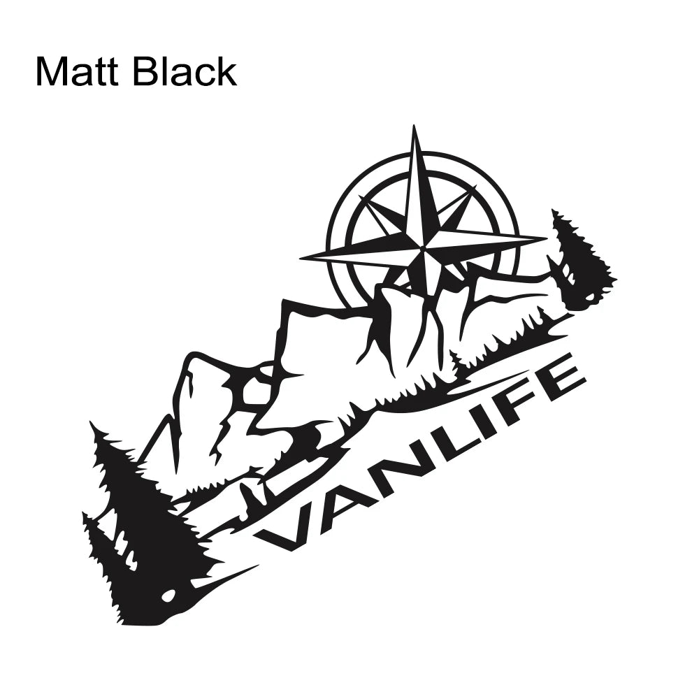 Vanlife Compass & Mountain Graphic Decal MV