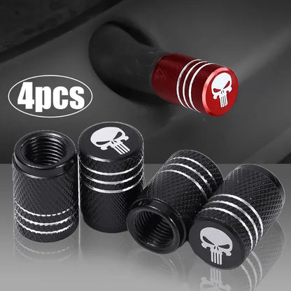 4PCS Skull Aluminum Tire Valve Caps FC