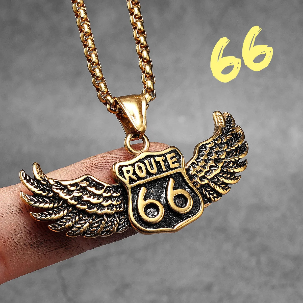Route 66 Rider Wings Men Necklace FM