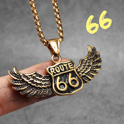 Route 66 Rider Wings Men Necklace FM