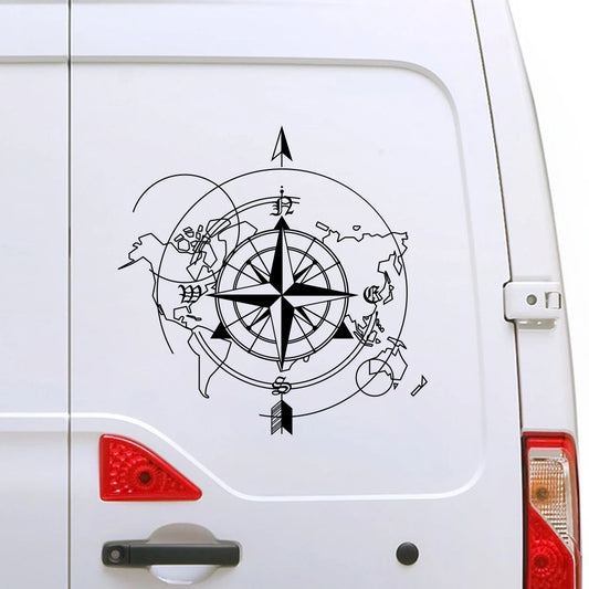 Car Compass World Map Sticker for Van FV