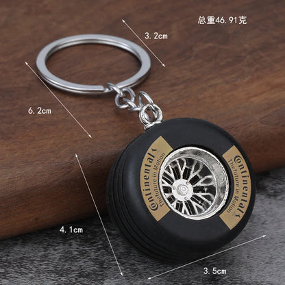 Six-Spoke Metal Car Wheel Keychain FC