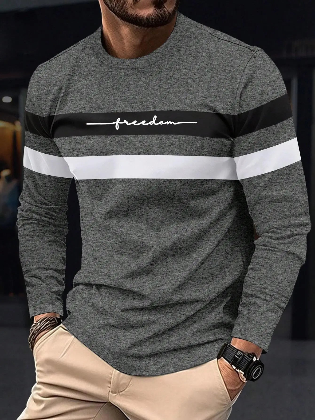 Casual Men’s Long Sleeve T-Shirt FM