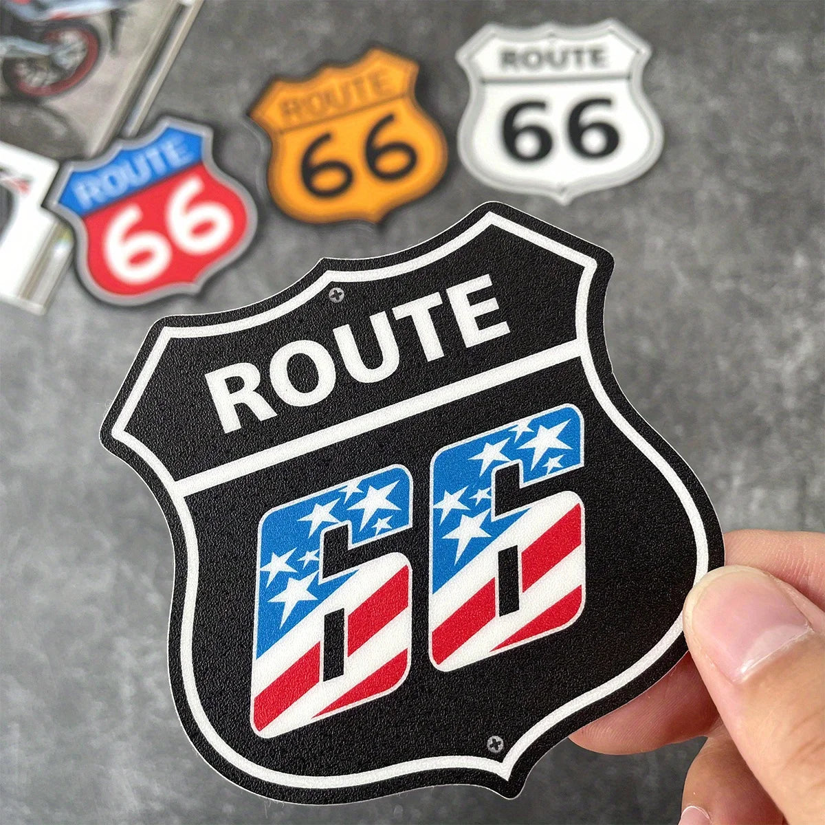 Motorcycle Route 66 Sign Stickers FM