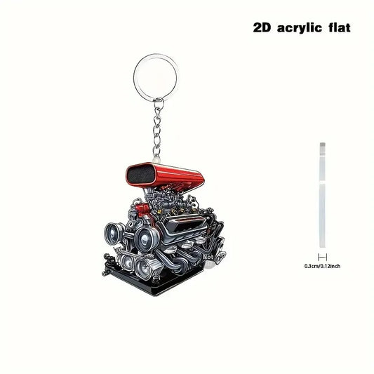 2D Flat JDM Engine Keychain FC