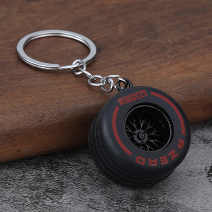 Six-Spoke Metal Car Wheel Keychain FC