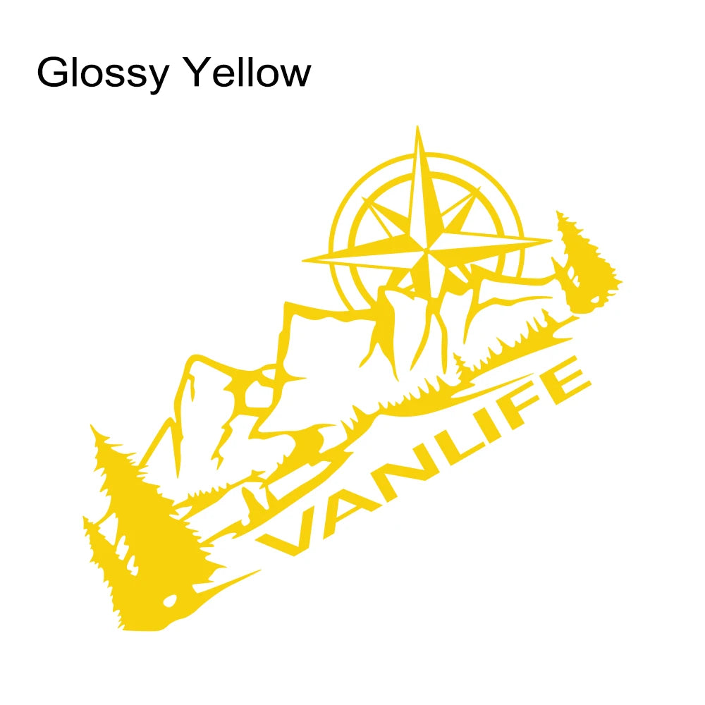 Vanlife Compass & Mountain Graphic Decal MV