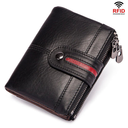 Double Zipper Leather Wallet FM