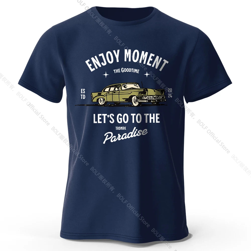 Retro "Enjoy Moment" Car T-Shirt FC