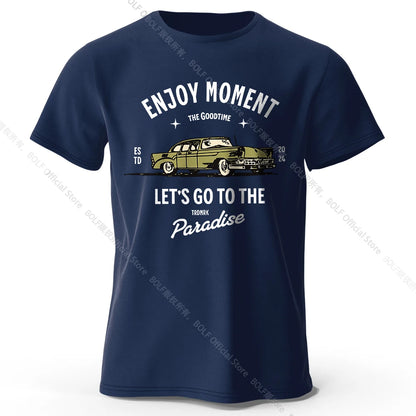Retro "Enjoy Moment" Car T-Shirt FC