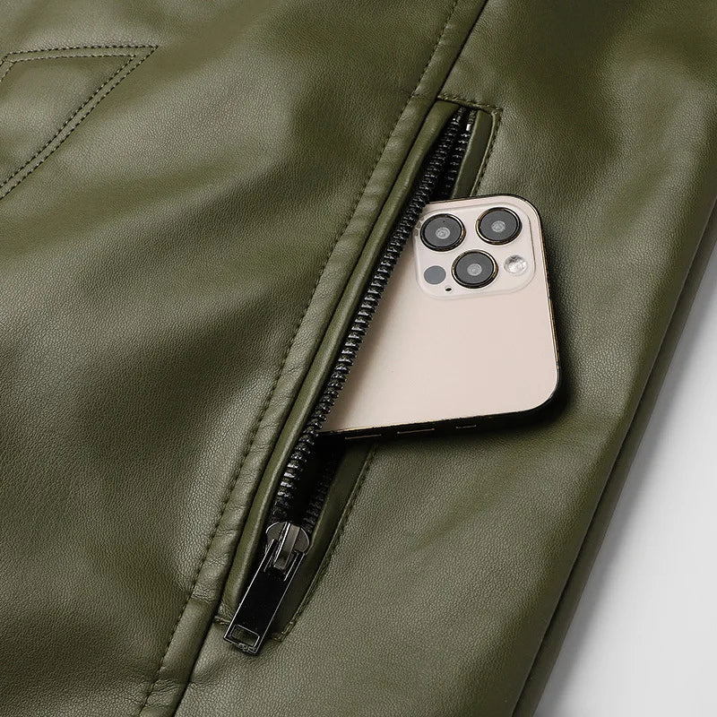 Man Leather Jacket Autumn FM