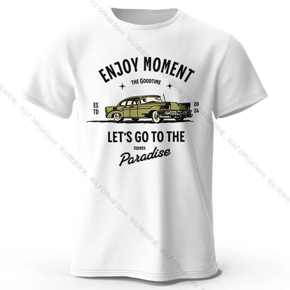 Retro "Enjoy Moment" Car T-Shirt FC