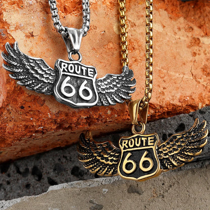 Route 66 Rider Wings Men Necklace FM