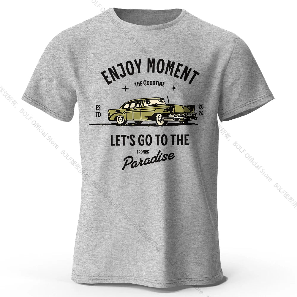 Retro "Enjoy Moment" Car T-Shirt FC
