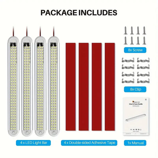 4Pcs Universal 12V/24V LED Interior Light Bar MV