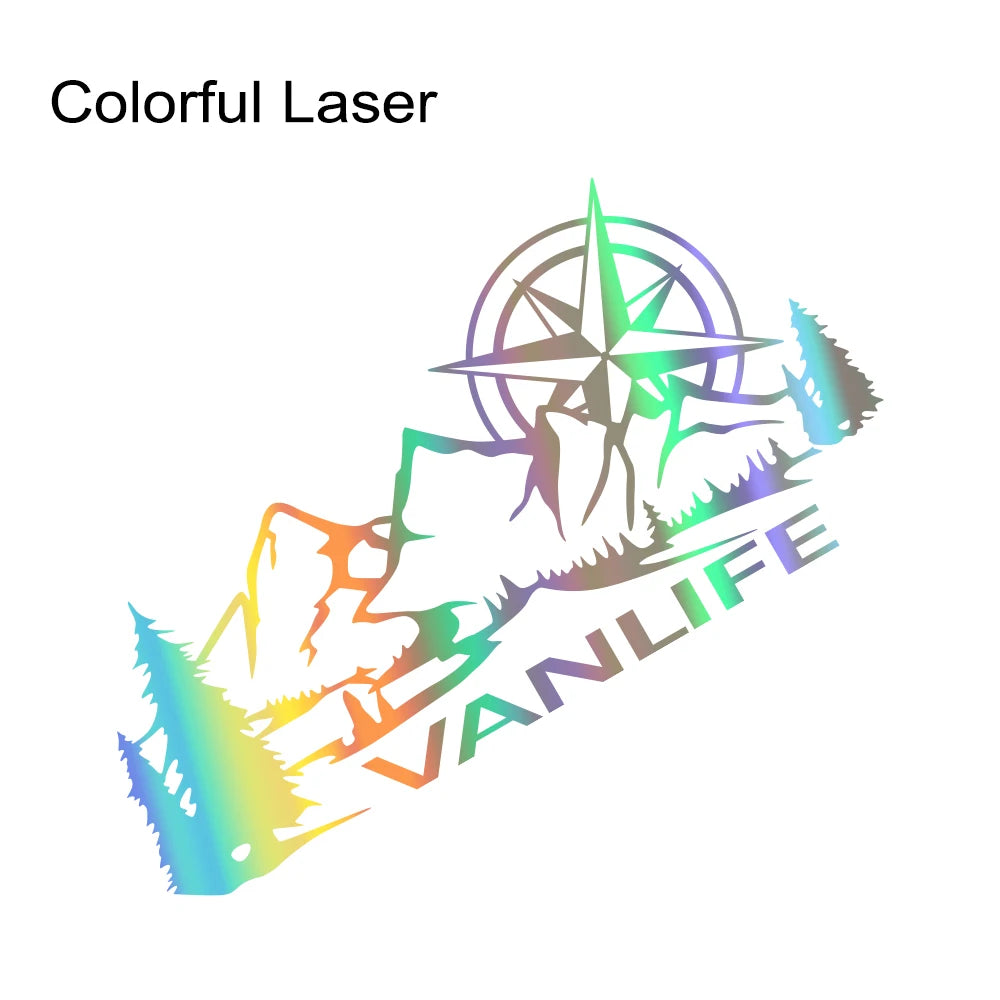 Vanlife Compass & Mountain Graphic Decal MV