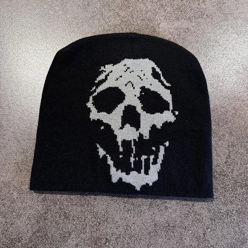 Skull Print Knit Beanie Men FM