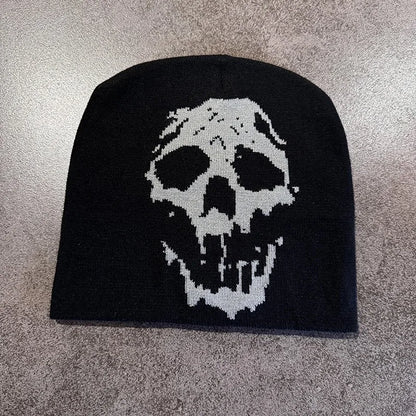Skull Print Knit Beanie Men FM