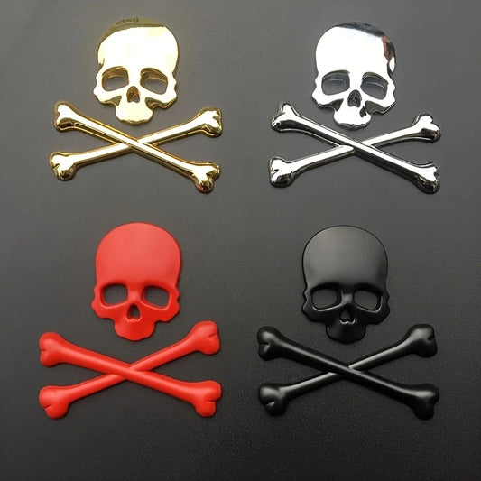 3D Metal Skull Badge Sticker FM