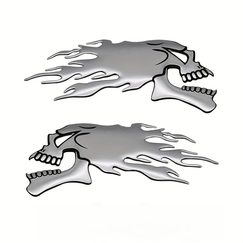 Flaming Skull 3D Car Decal FC