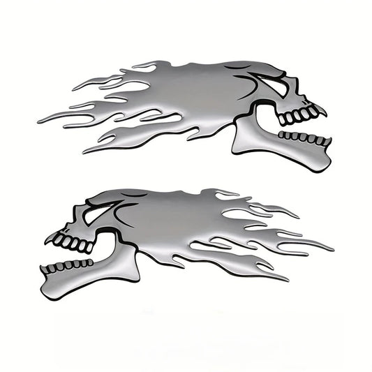 Flaming Skull 3D Car Decal FC