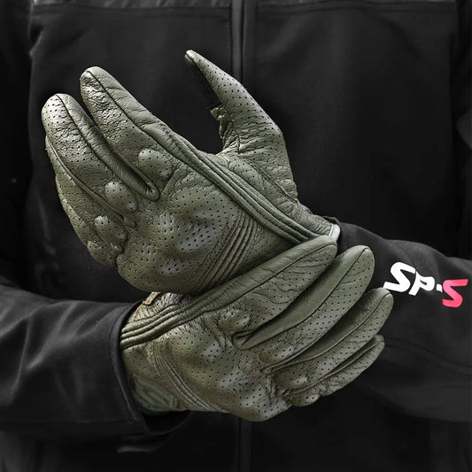 Moto Gloves Leather Breathable FM