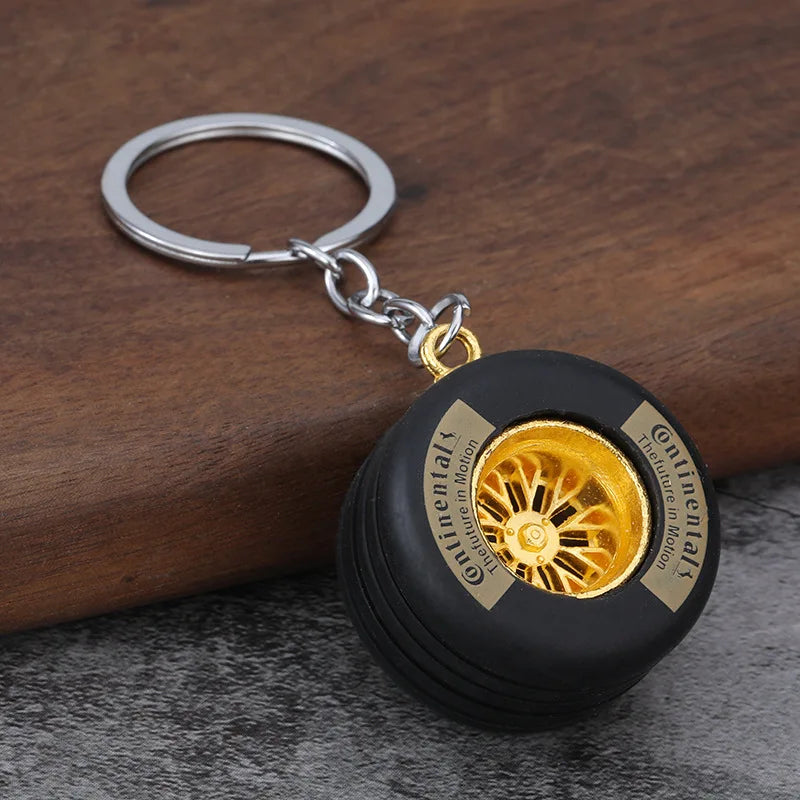 Six-Spoke Metal Car Wheel Keychain FC