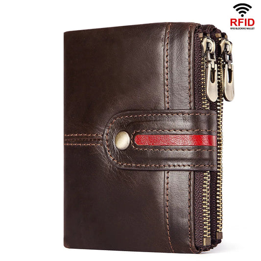 Double Zipper Leather Wallet FM