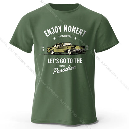 Retro "Enjoy Moment" Car T-Shirt FC