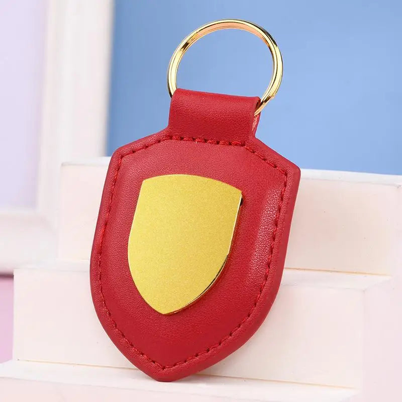 Luxury Shield Leather Keychain FC