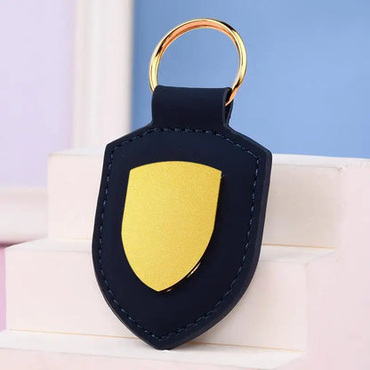 Luxury Shield Leather Keychain FC