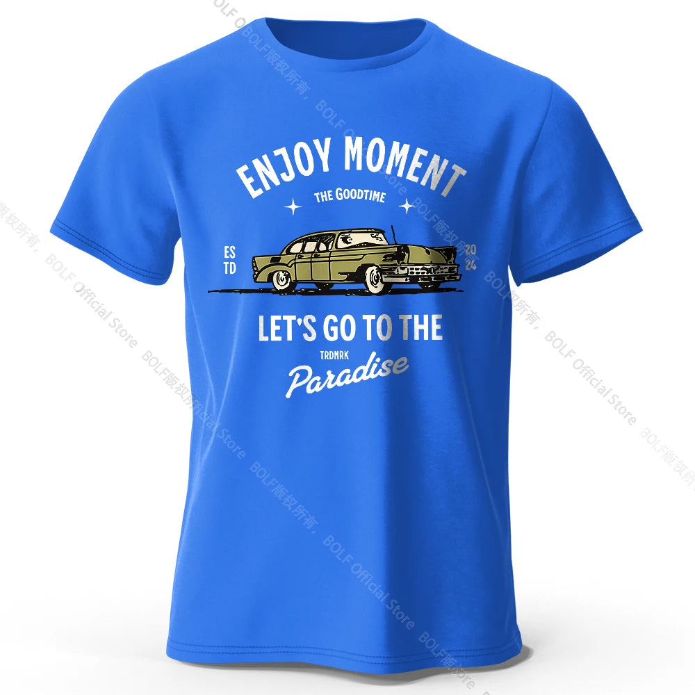 Retro "Enjoy Moment" Car T-Shirt FC