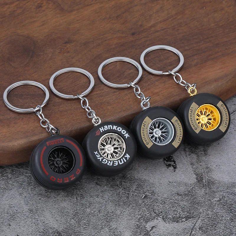 Six-Spoke Metal Car Wheel Keychain FC