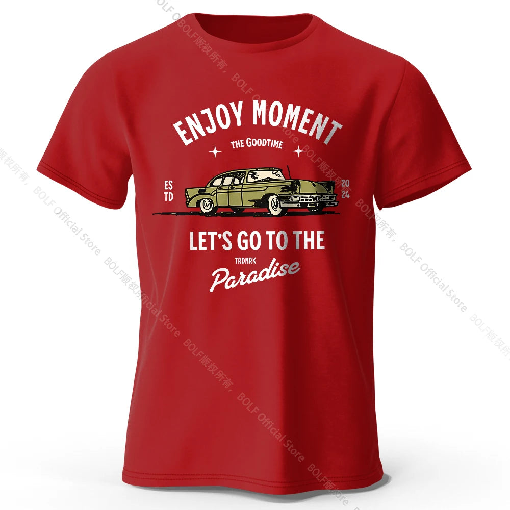 Retro "Enjoy Moment" Car T-Shirt FC