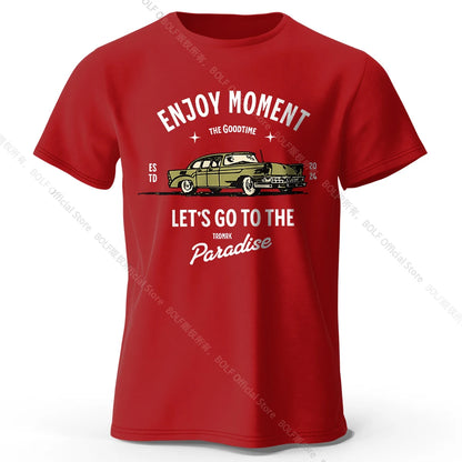 Retro "Enjoy Moment" Car T-Shirt FC