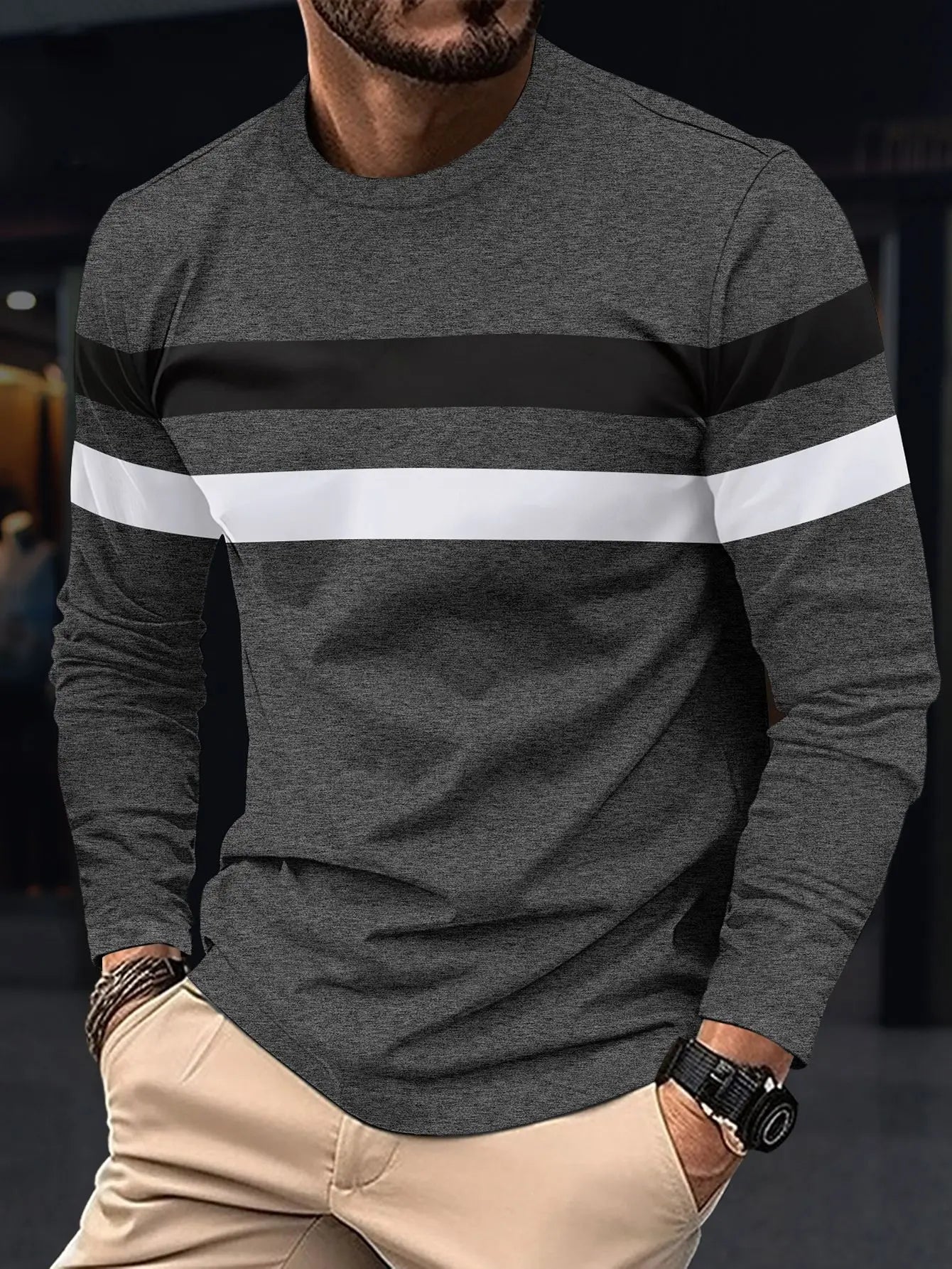 Casual Men's Long Sleeve Shirt FM