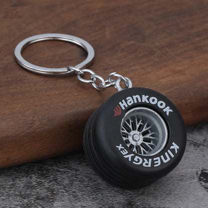 Six-Spoke Metal Car Wheel Keychain FC