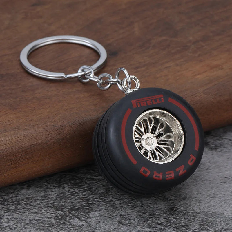 Six-Spoke Metal Car Wheel Keychain FC