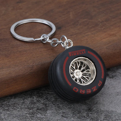 Six-Spoke Metal Car Wheel Keychain FC