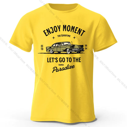 Retro "Enjoy Moment" Car T-Shirt FC