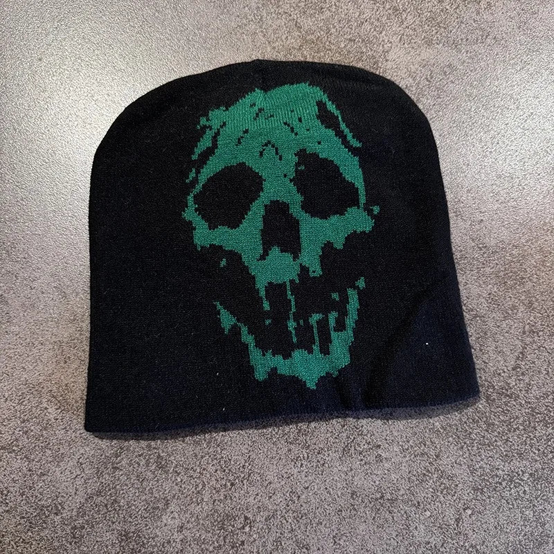 Skull Print Knit Beanie Men FM